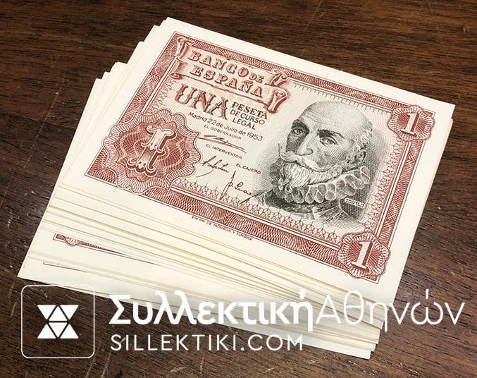 SPAIN 1 Peseta 1953 UNC